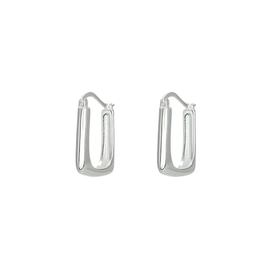 Eleganta silverfärgade fyrkantiga hoop-örhängen